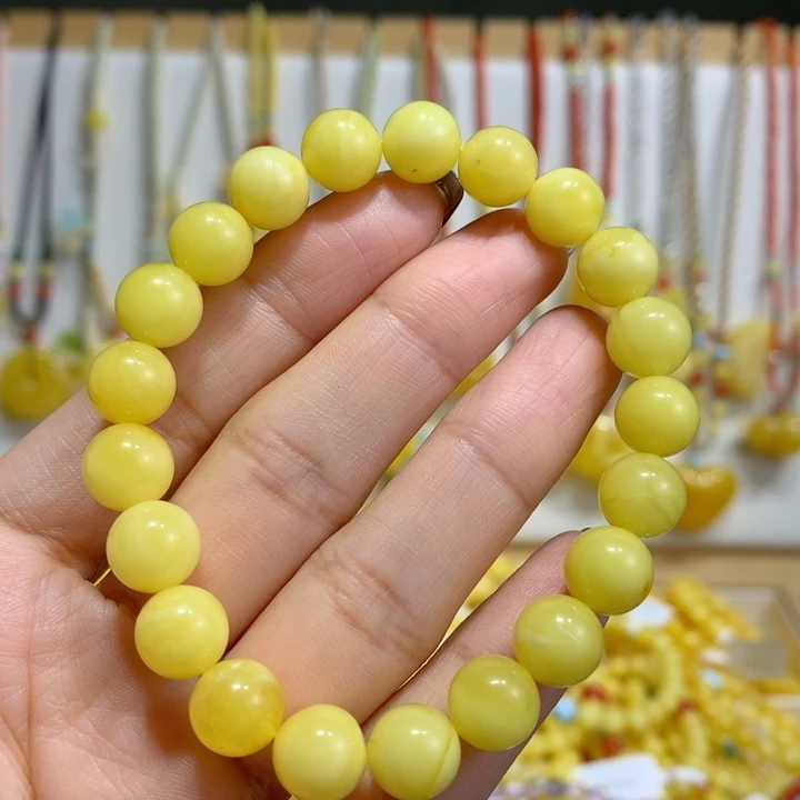 蜜蜡未镶嵌手链9.4mm特价瑕疵