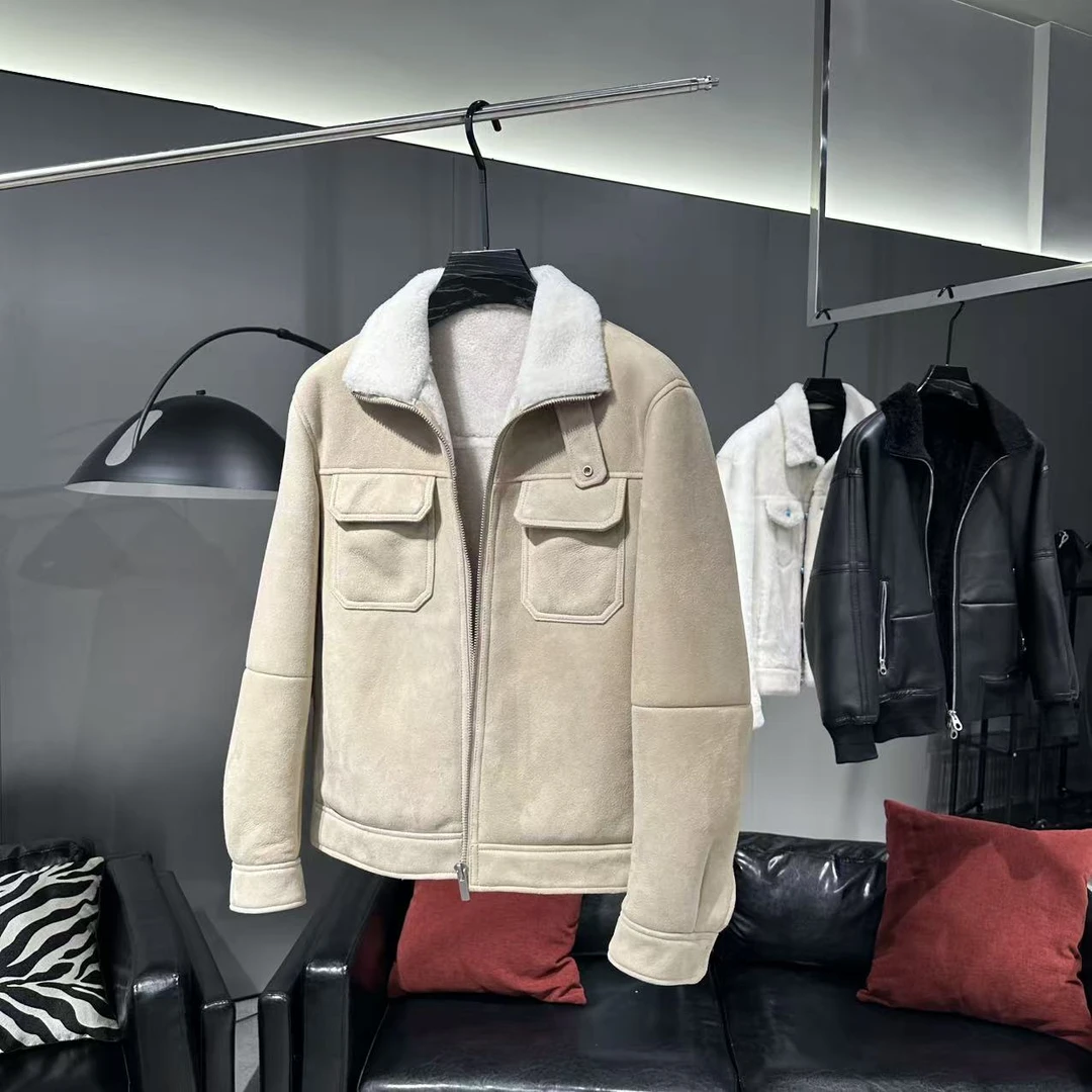 柜上6W+ “老钱风”進口西班牙Lacon皮毛一体男皮衣外套