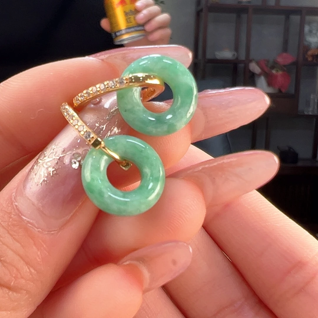 翡翠耳饰银S925镶嵌耳环14