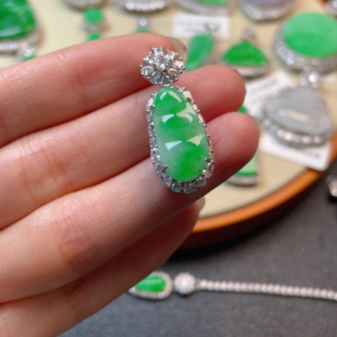 翡翠吊坠(不含链)银S925镶嵌