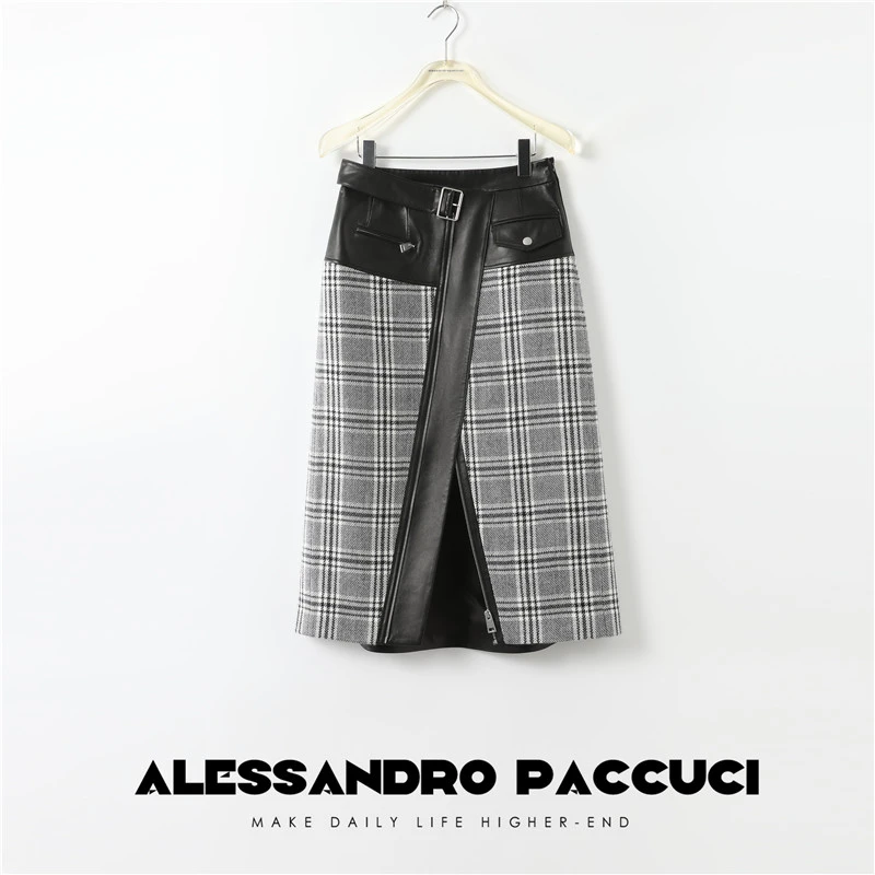 AP洛哥25826X【黑标系列】进口植鞣羊皮拼羊毛 半裙