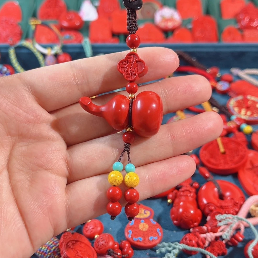 天然辰砂含辰砂工艺品葫芦钥匙扣