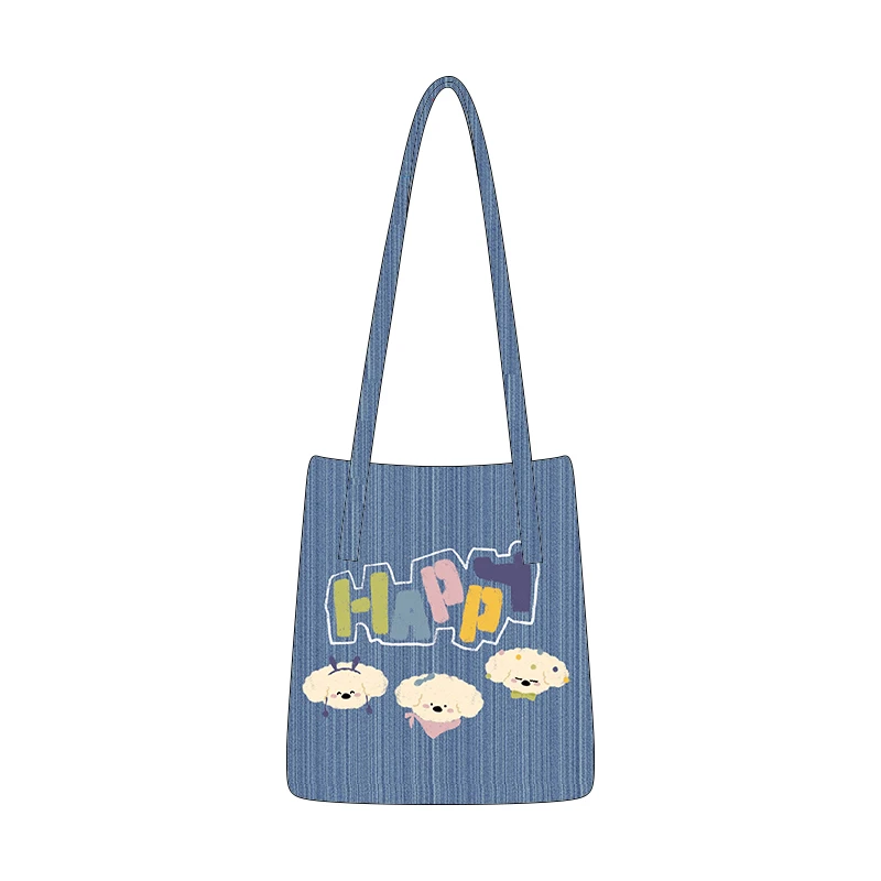 尼睿快乐的小狗六边形托特手袋百搭小众休闲包单肩斜跨包大容量