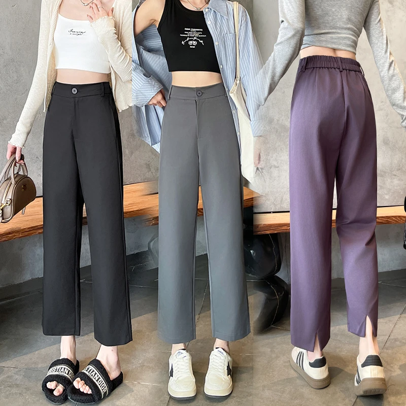 高级感百搭烟管裤2025春夏新品小个子八九分显瘦高腰洋气萝卜裤女