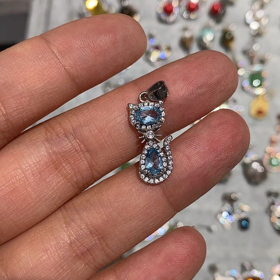 吊坠(不含链)托帕石银S925镶嵌