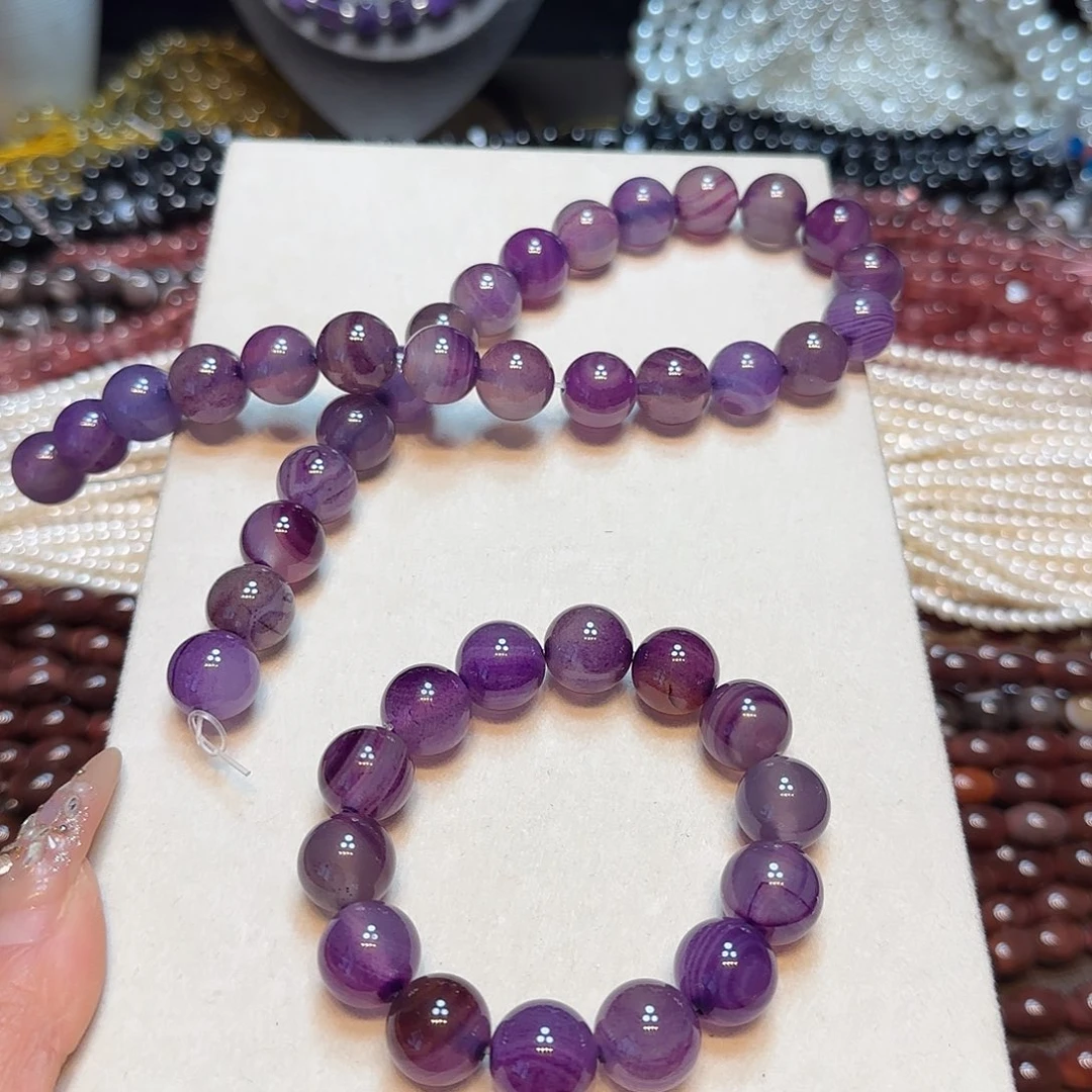 玛瑙/玉髓合金珠宝半成品14mm紫玛瑙一条