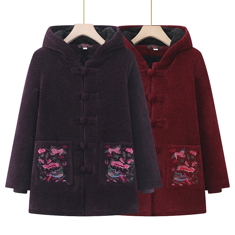 中老年人秋冬装女奶奶条绒棉衣服6070岁老太太棉袄妈妈加绒厚外套