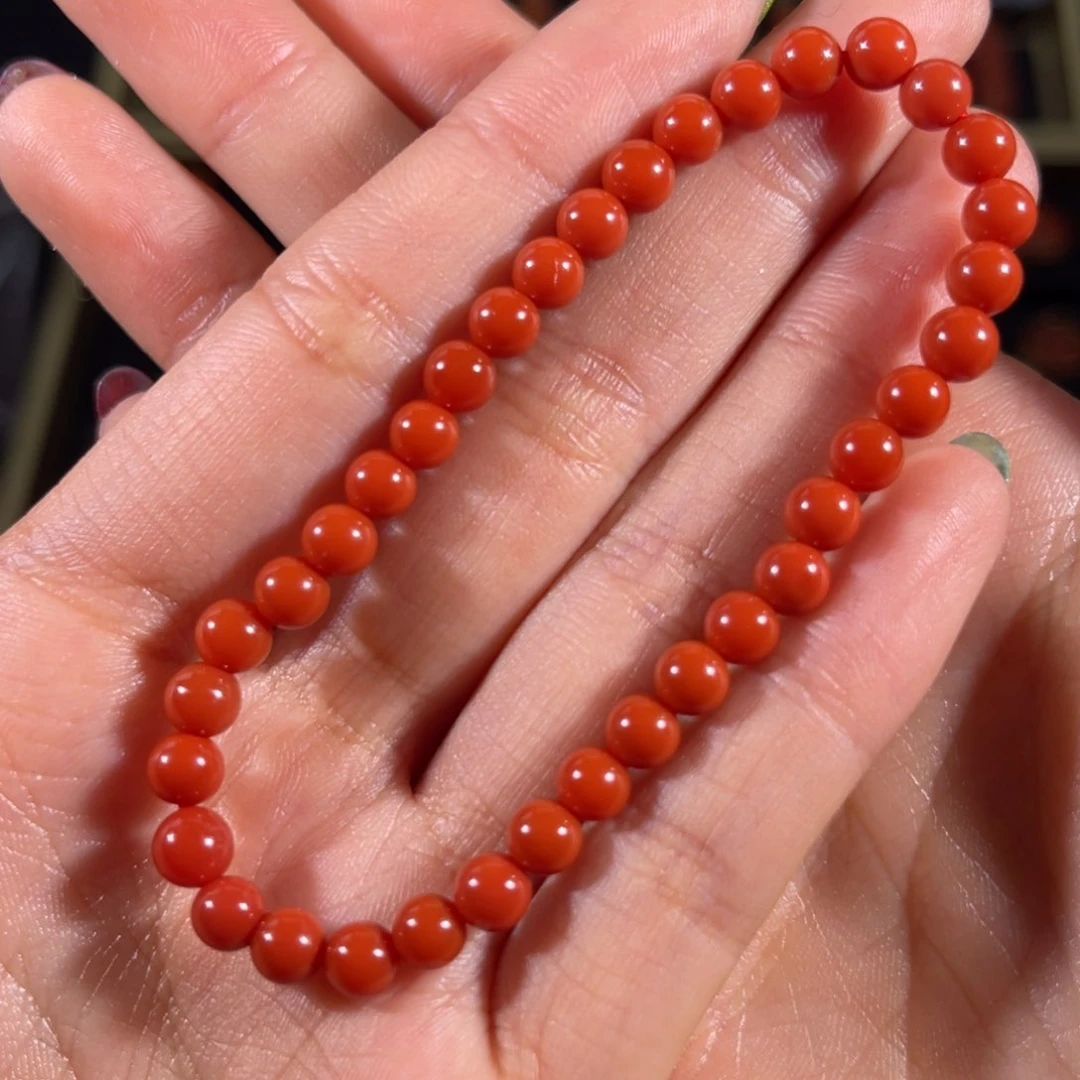 南红玛瑙老南红圆珠单圈5.4mm未镶嵌