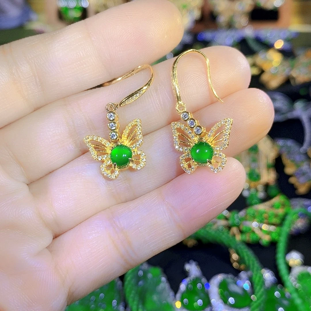 吊坠(不含链)银S925镶嵌翡翠