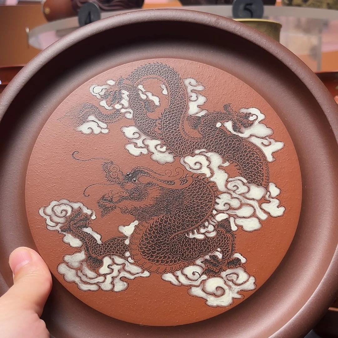 茶杯紫砂20厘米 龙茶盘