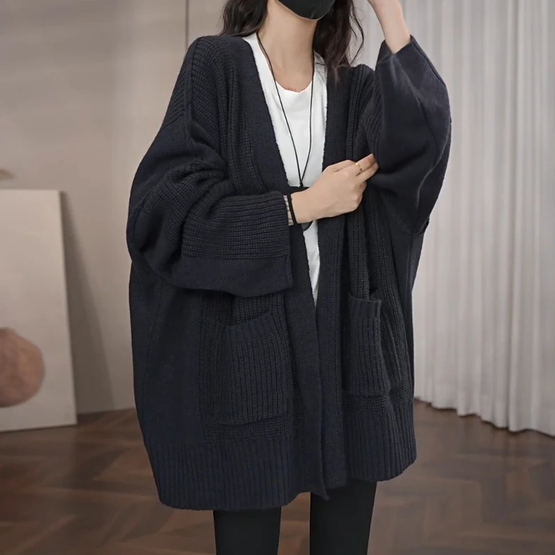 休闲慵懒风中长款针织衫外套女2025秋冬新款韩版宽松洋气百搭毛衣
