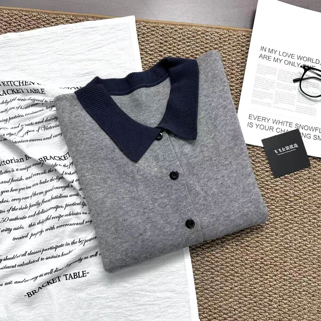 飞飞家 高级感满满！！气质Polo领~415g简单大方 正肩#针织衫Y8531