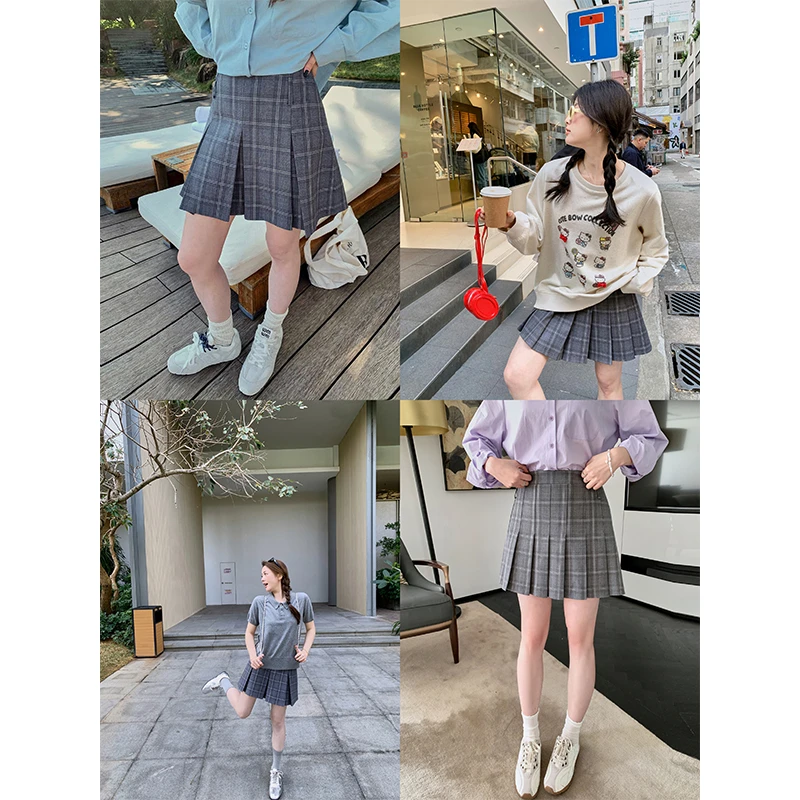 【宠粉回馈】马西西大码女装格纹百褶短裙胖mm宽松显瘦半裙百搭裙子
