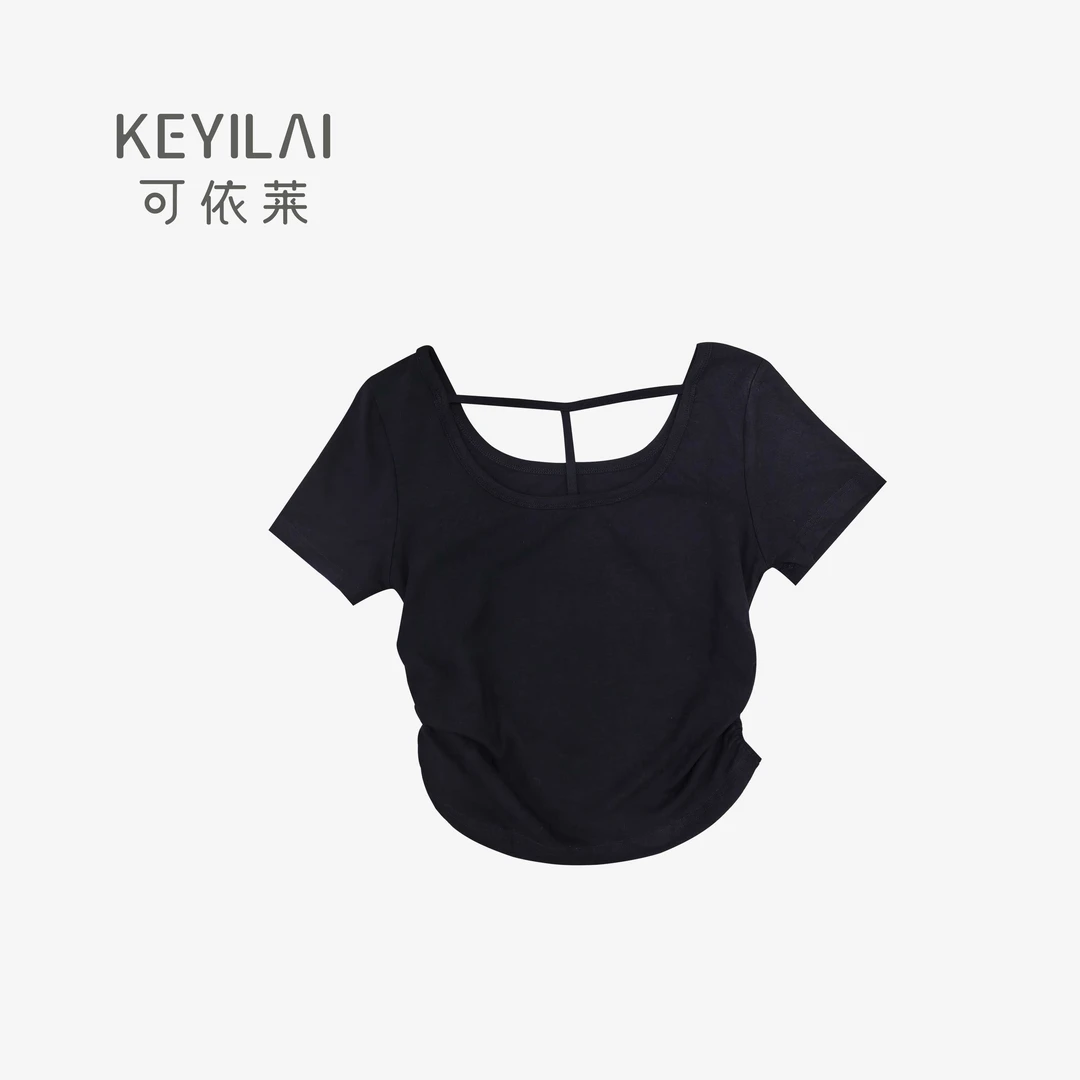 T恤运动短款黑色修身时尚性感显瘦夏季设计感DY5X6Q0379