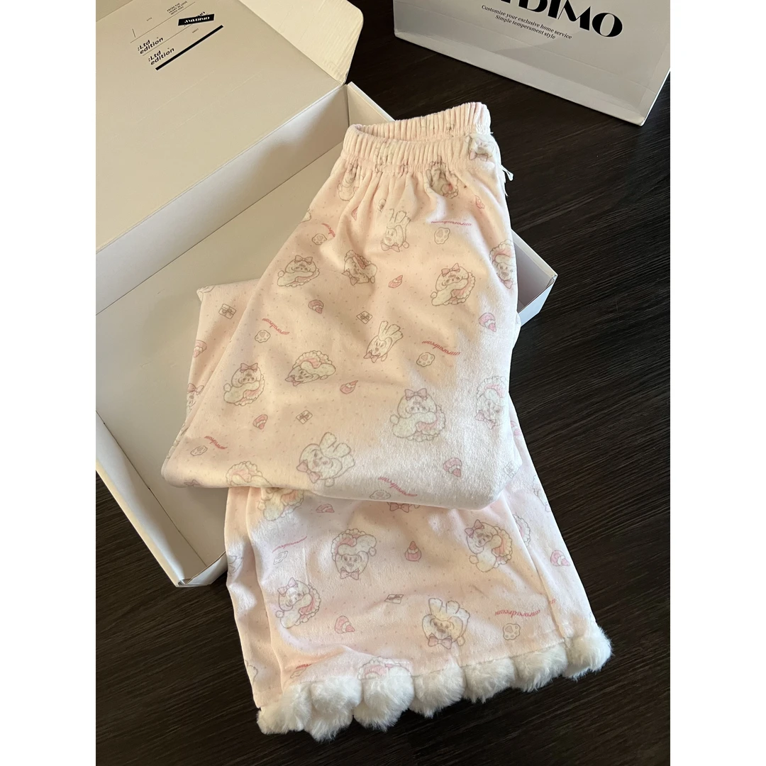 甜美软糯可爱小团子睡衣女秋冬新款加绒加厚保暖家居服套装可外穿