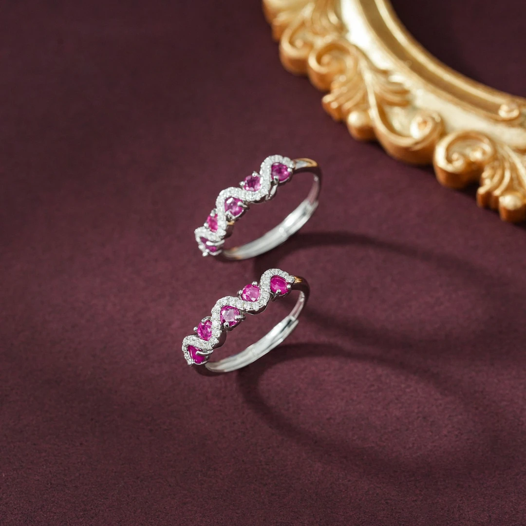 【云上叙】S925银镶嵌红宝石戒指-多样性发其一3mm-V24891-K（商城）