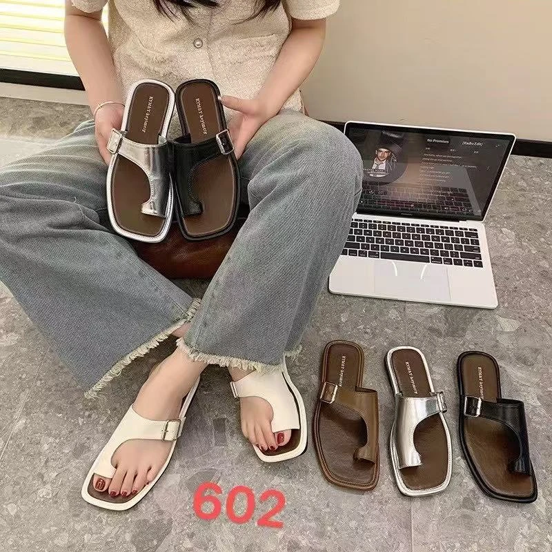 法式晚风拖鞋女夏季新款配裙子仙女风凉拖复古拖鞋602(套趾拖鞋)