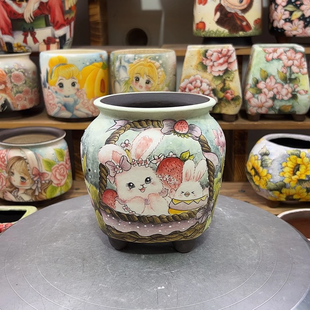 景德镇炫彩手绘口10高13.5