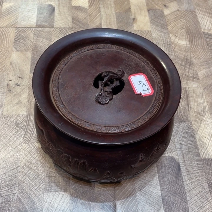 铜建水茶道具摆件