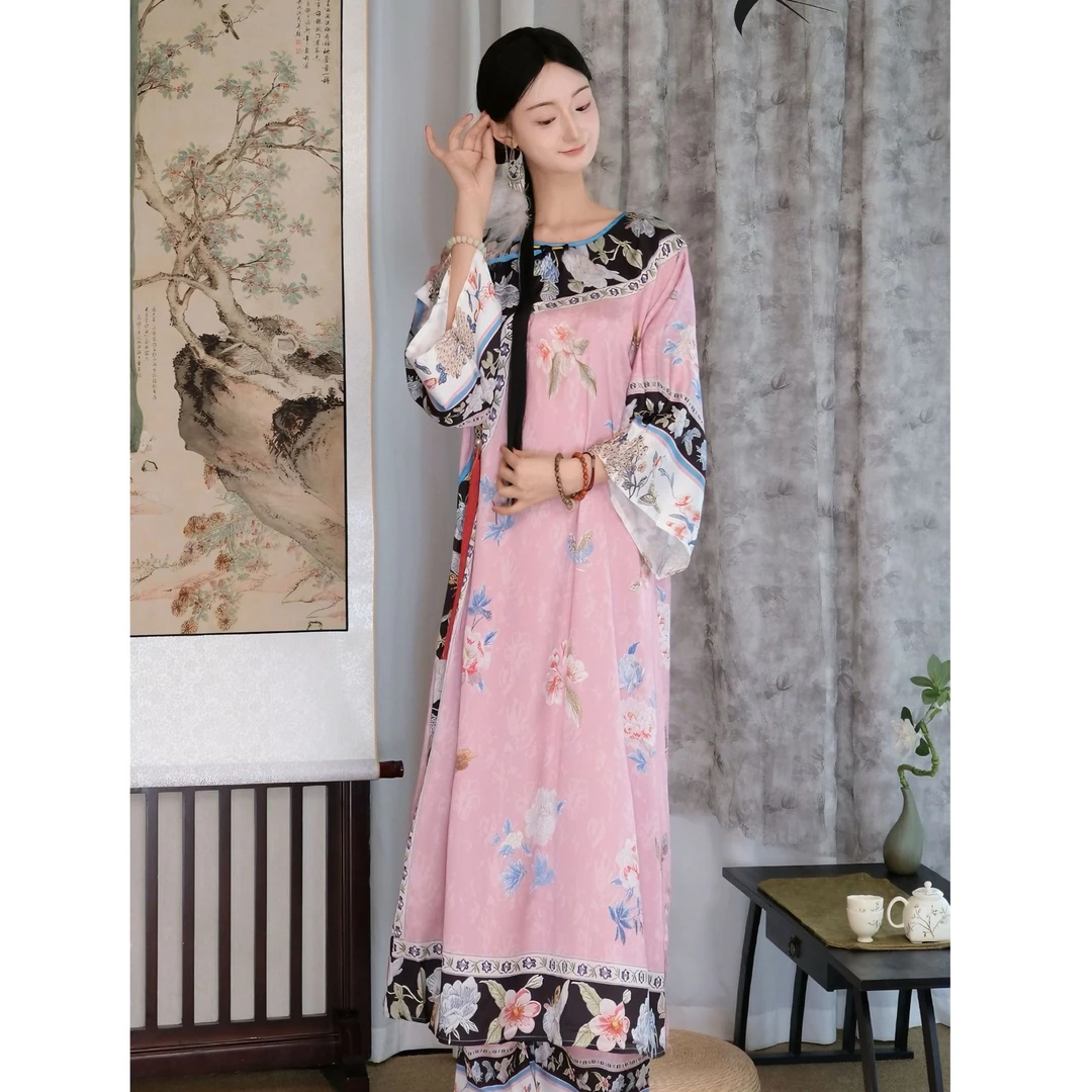 司莉迩国风-设计感中式显瘦宽松女连衣裙文艺改良旗装大袖气质裙