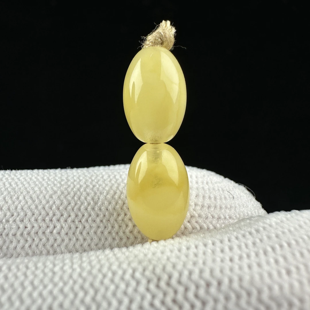 K2598天然原矿蜜蜡 对珠7.2mm支持复检假一罚十