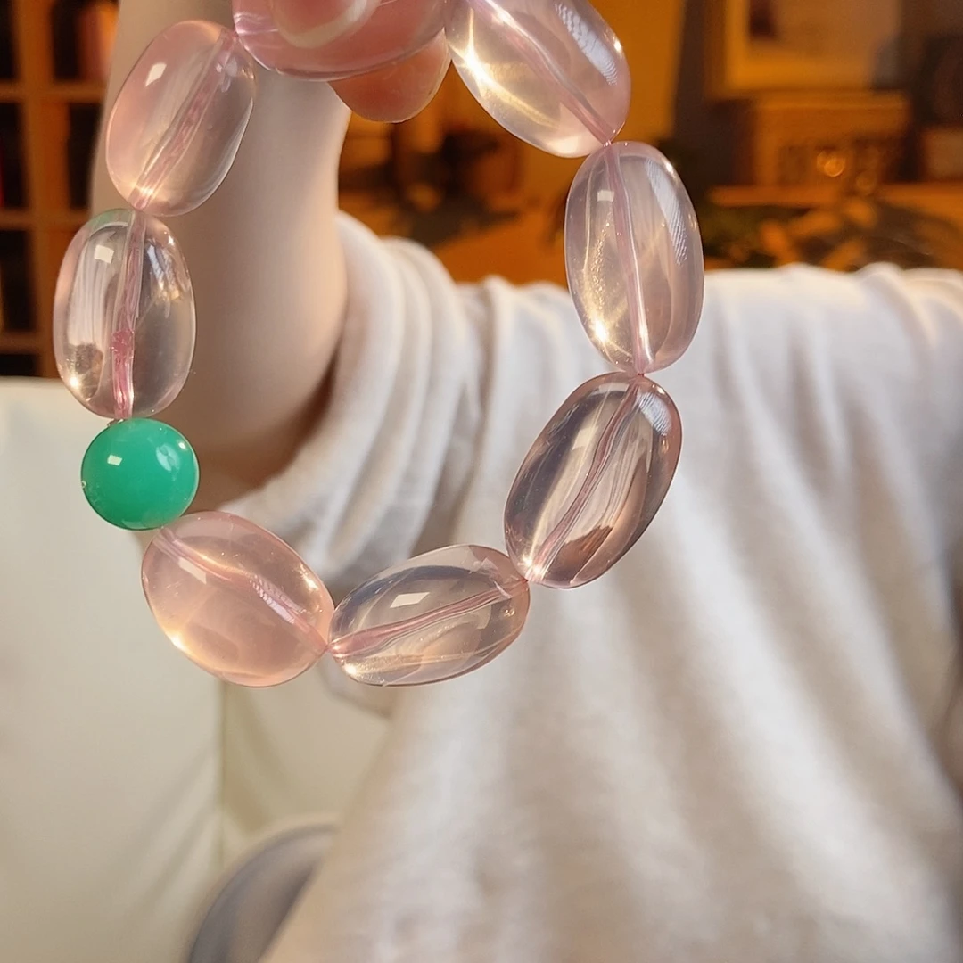 未镶嵌手链芙蓉石天然莫桑比克星光粉晶冰菊粉水晶手串