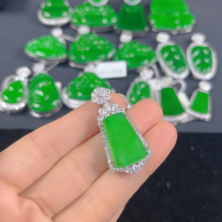 翡翠银S925镶嵌吊坠(不含链)