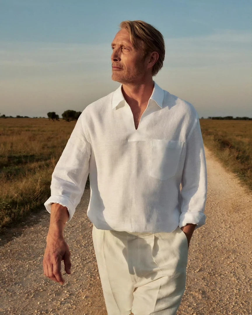 CLNIEH |静奢老钱风 杰家40支亚麻深V领亚麻衬衫春夏薄款