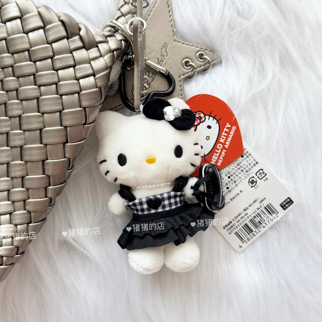 【日本限定】新款正品Ripipi联名三丽鸥黑色格纹裙kitty挂件
