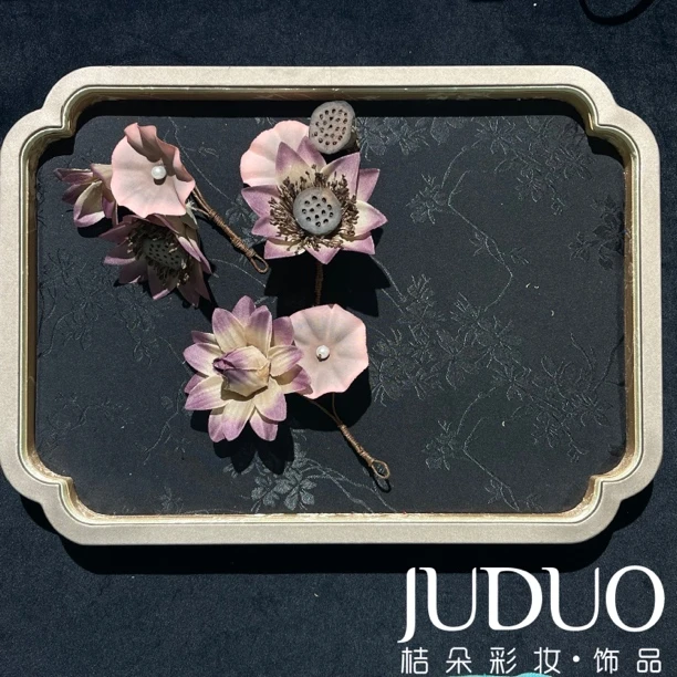 新中式莲蓬头饰三件套 晨袍头饰 新娘头饰