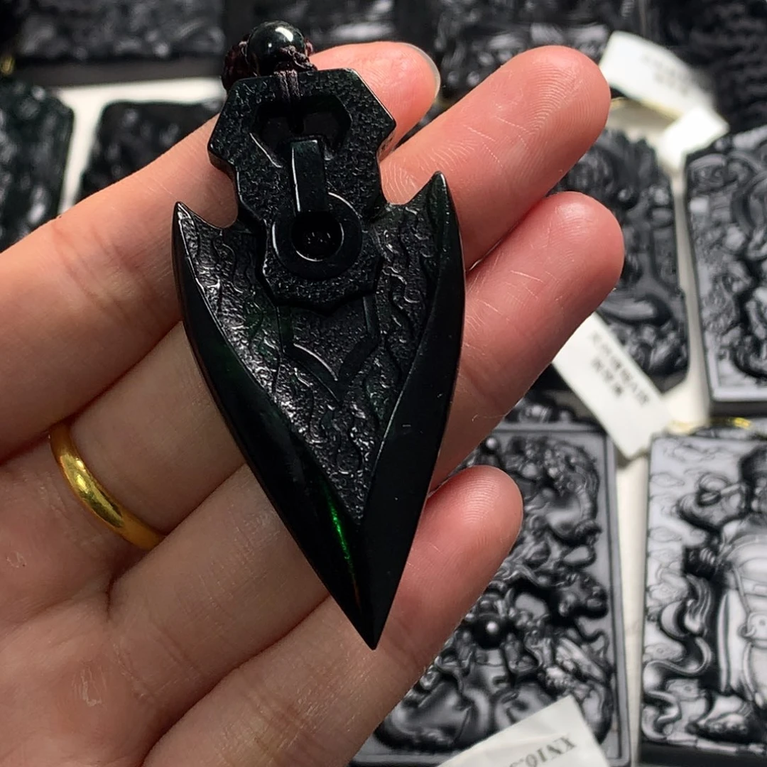 天然缅甸a货钢琴黑挂件