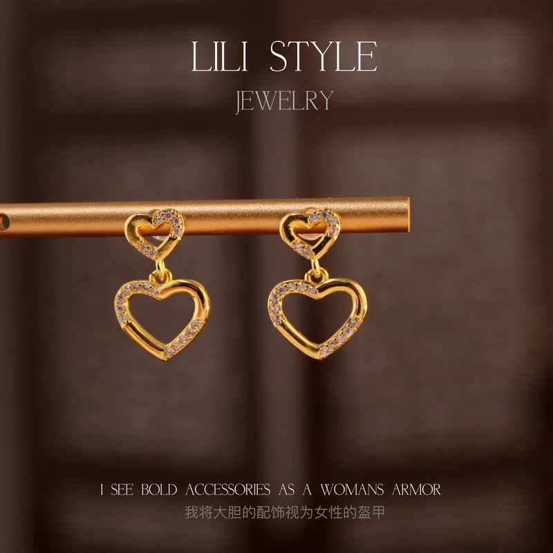 铜合金耳饰 日韩爱心耳环女小众气质高级感耳钉小众精致耳饰K180