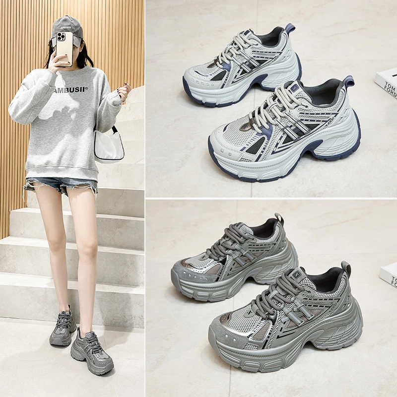 鲸鱼厚底复古老爹鞋女2025春季新款运动鞋休闲鞋德训鞋阿甘鞋