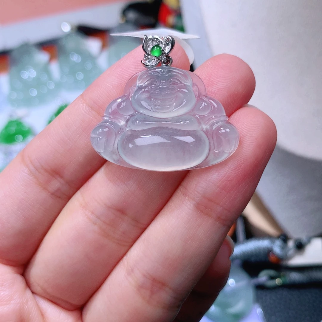 颈饰18K金镶嵌翡翠佛公