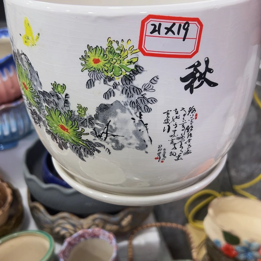外贸尾单陶瓷花盆凑10米包邮