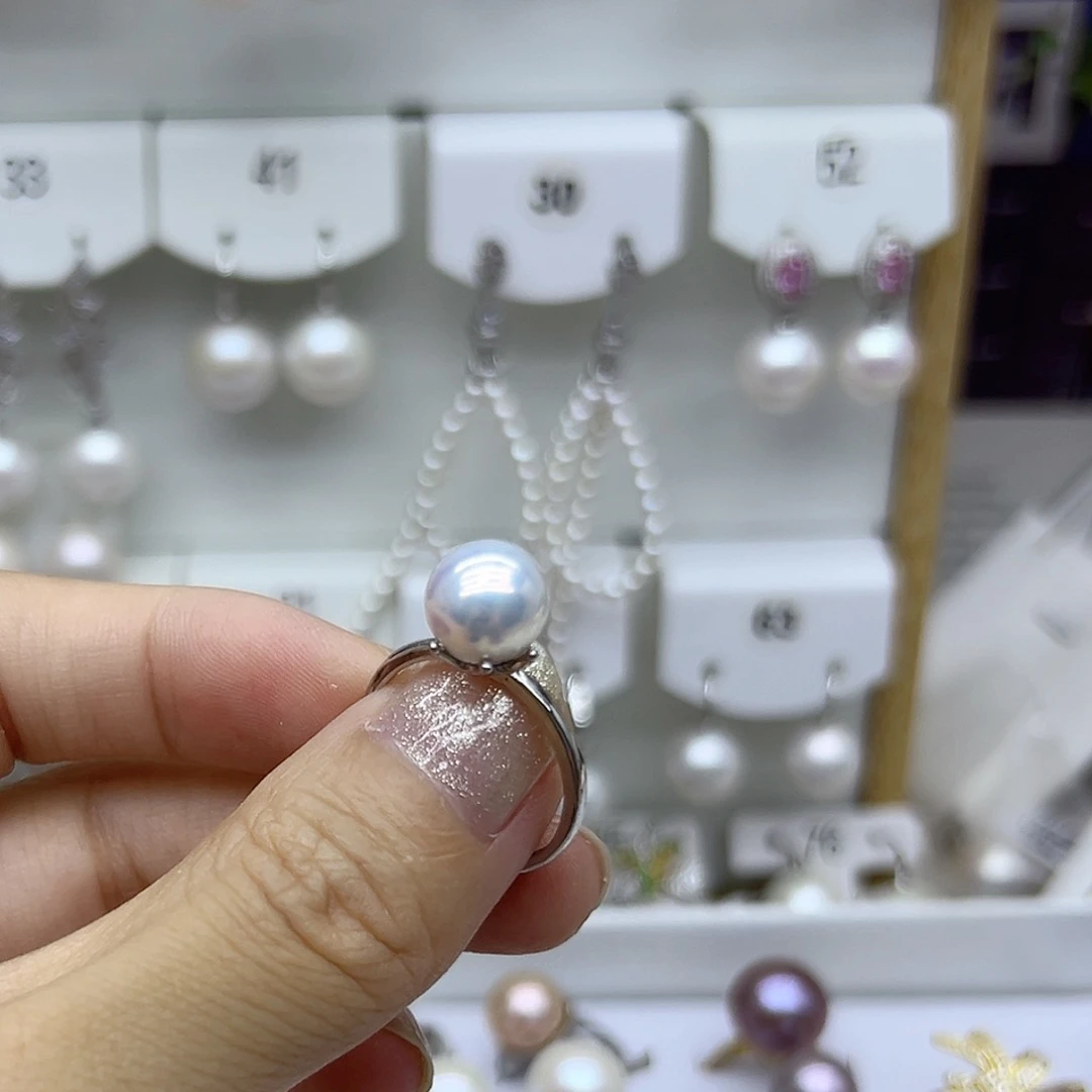 银S925镶嵌耳饰淡水珍珠忕*