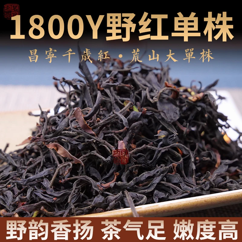 1800荒山野红大单株古树晒红茶25年春茶野生特大单株云南昌宁野茶