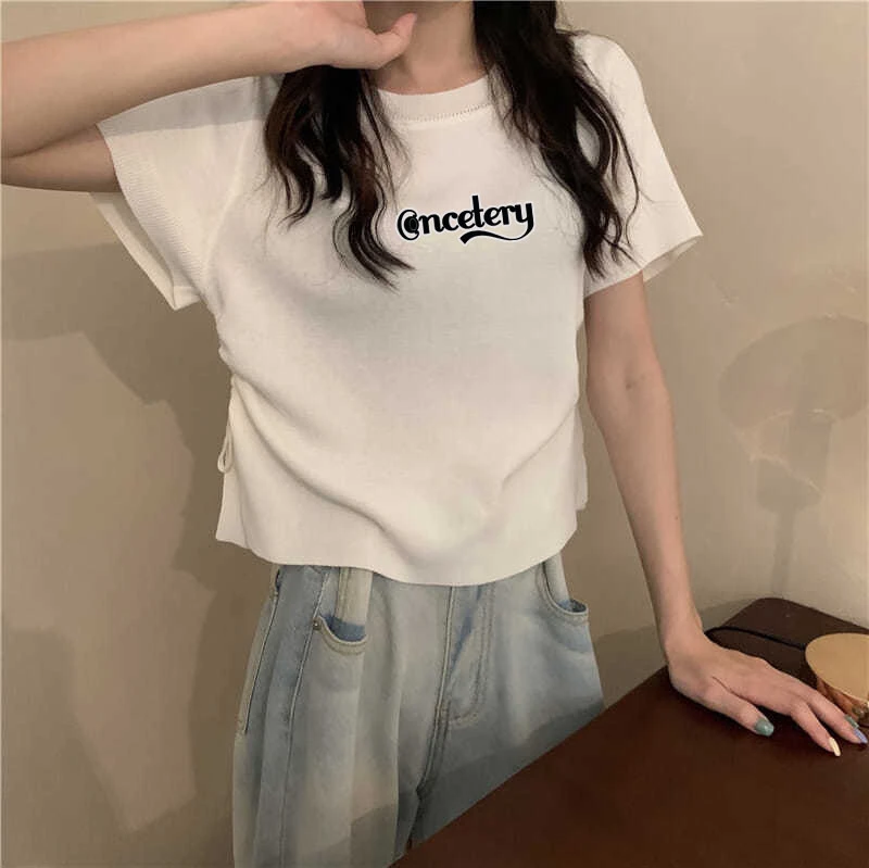 【清仓蜜芽短袖】韩版时尚女装加厚磨毛短袖T恤80-150斤