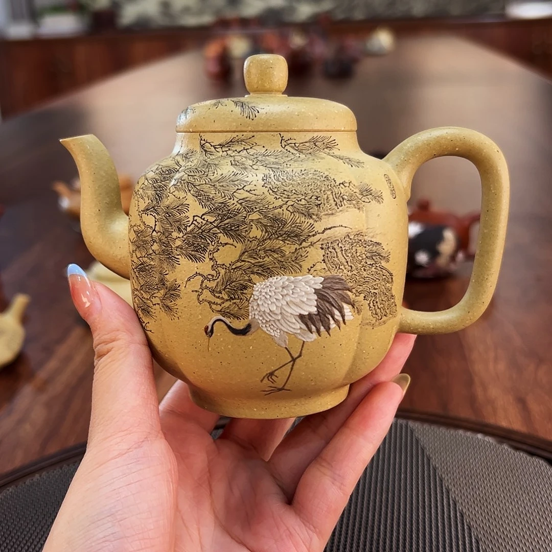 胖***们茶壶紫砂松鹤图宫灯