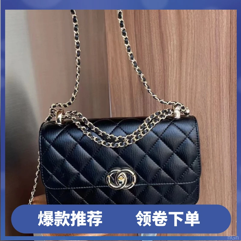 新款小香风菱格真皮女包DIY时尚轻奢小众设计百搭小方包秋季新品