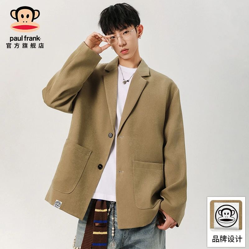 PaulFrank/大嘴猴日系翻领长袖衬衫外套男士秋季潮牌休闲宽松衬衣