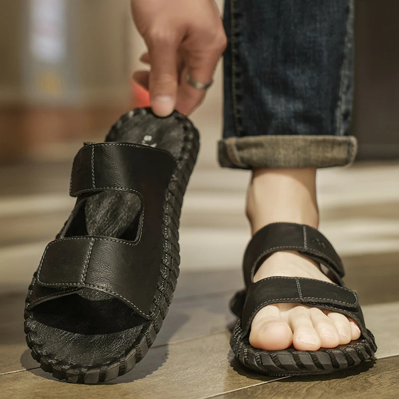 公牛世家男士夏季拖鞋外穿防滑一字凉拖软底沙滩休闲凉鞋透气舒适