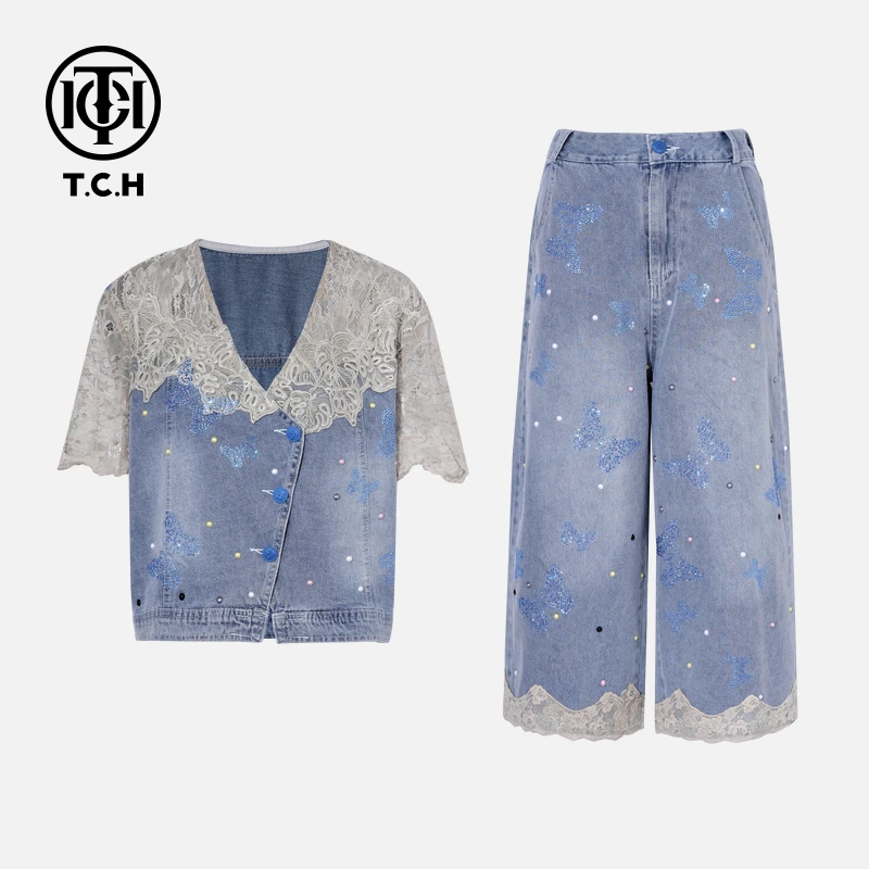 TCH私服烫钻工艺新时尚淑女百搭新潮流套装女T75B07E1023轻奢tch