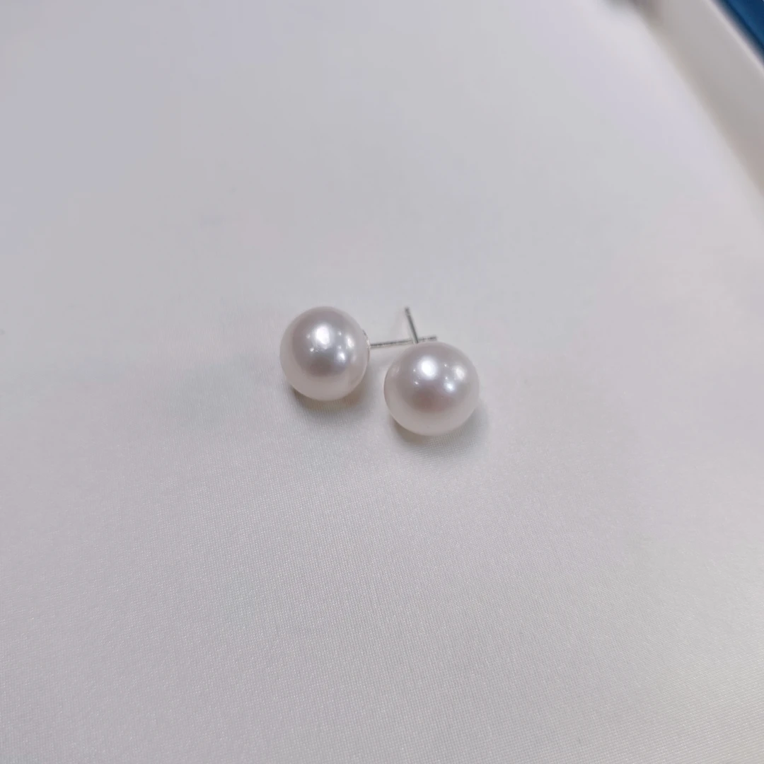 〔泉眼〕珍珠耳钉 10-11mm s925银针 大气简约时尚百搭出片神器