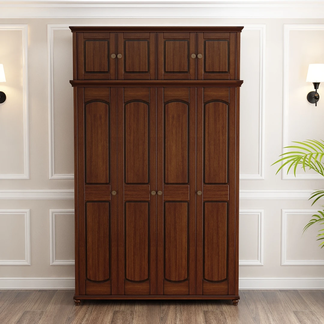 8809家用实木衣柜桃花芯木六门卧室家用主卧美式大容量大衣柜木质