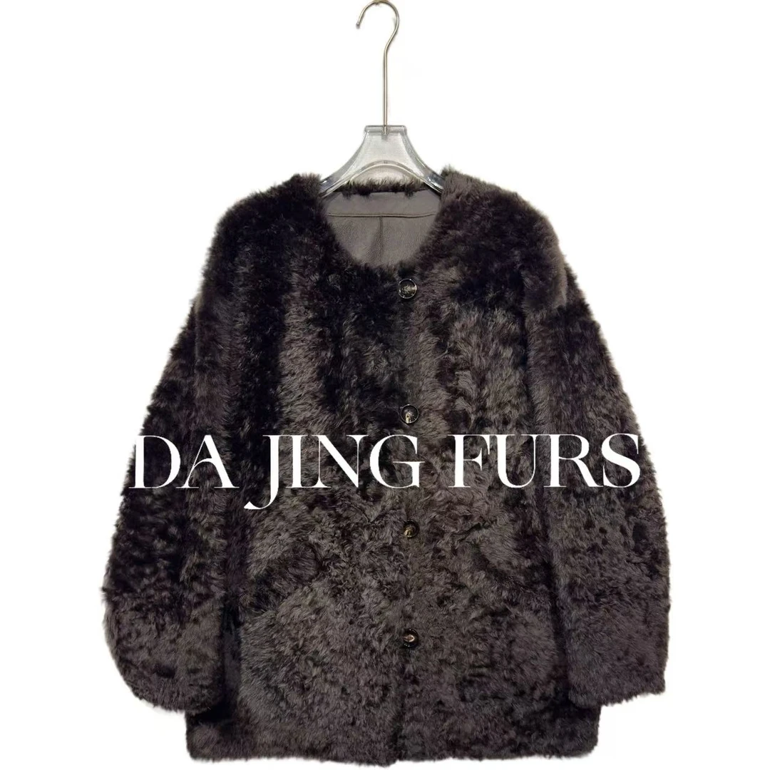 【大晶皮草】法国乐芙兰“岁暮天寒”绵羊皮毛一体简约轻奢皮草500