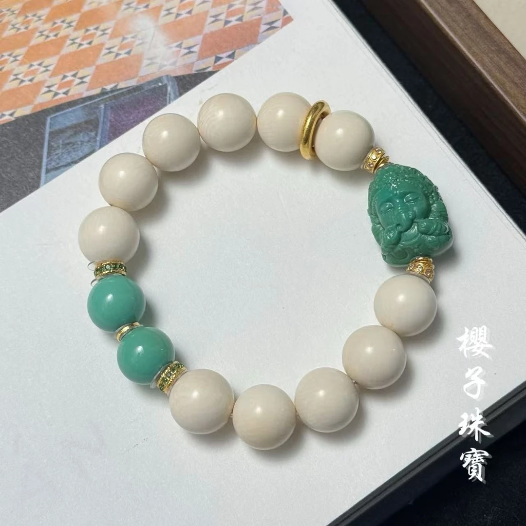 樱子 | 星芒 18K猛犸牙心松松圆珠象神时尚设计手串*YZMMS3575