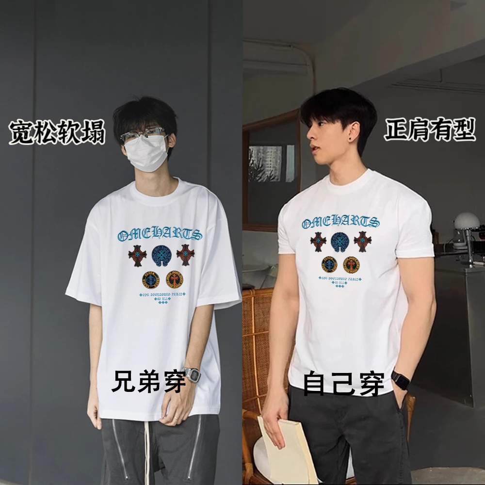 雷顿卡斯修身短袖圆领上衣服美式高街痞帅健身休闲T恤显肌肉打底