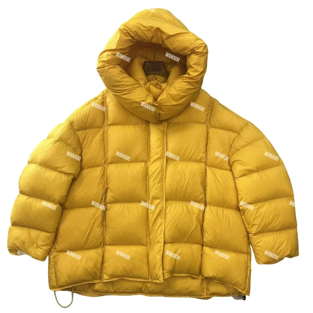 WANXIXI2024新款韩版宽松BF风帽彩色羽绒服