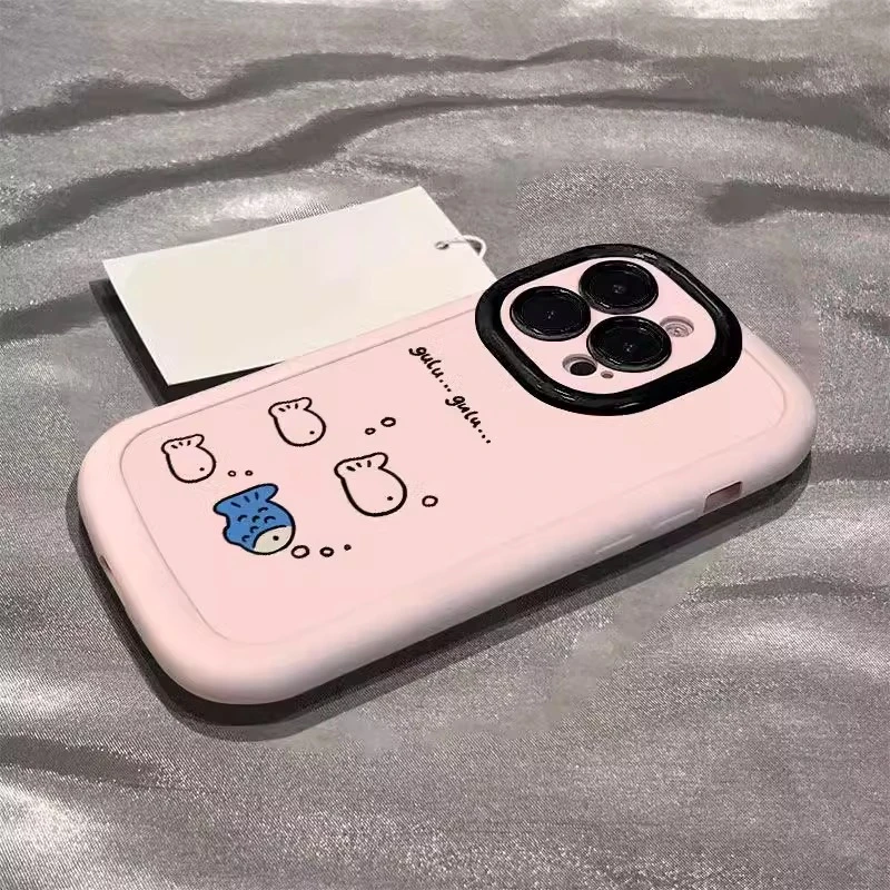 线条小鱼适用苹果16promax手机壳防摔iphone16个性保护套15p卡通